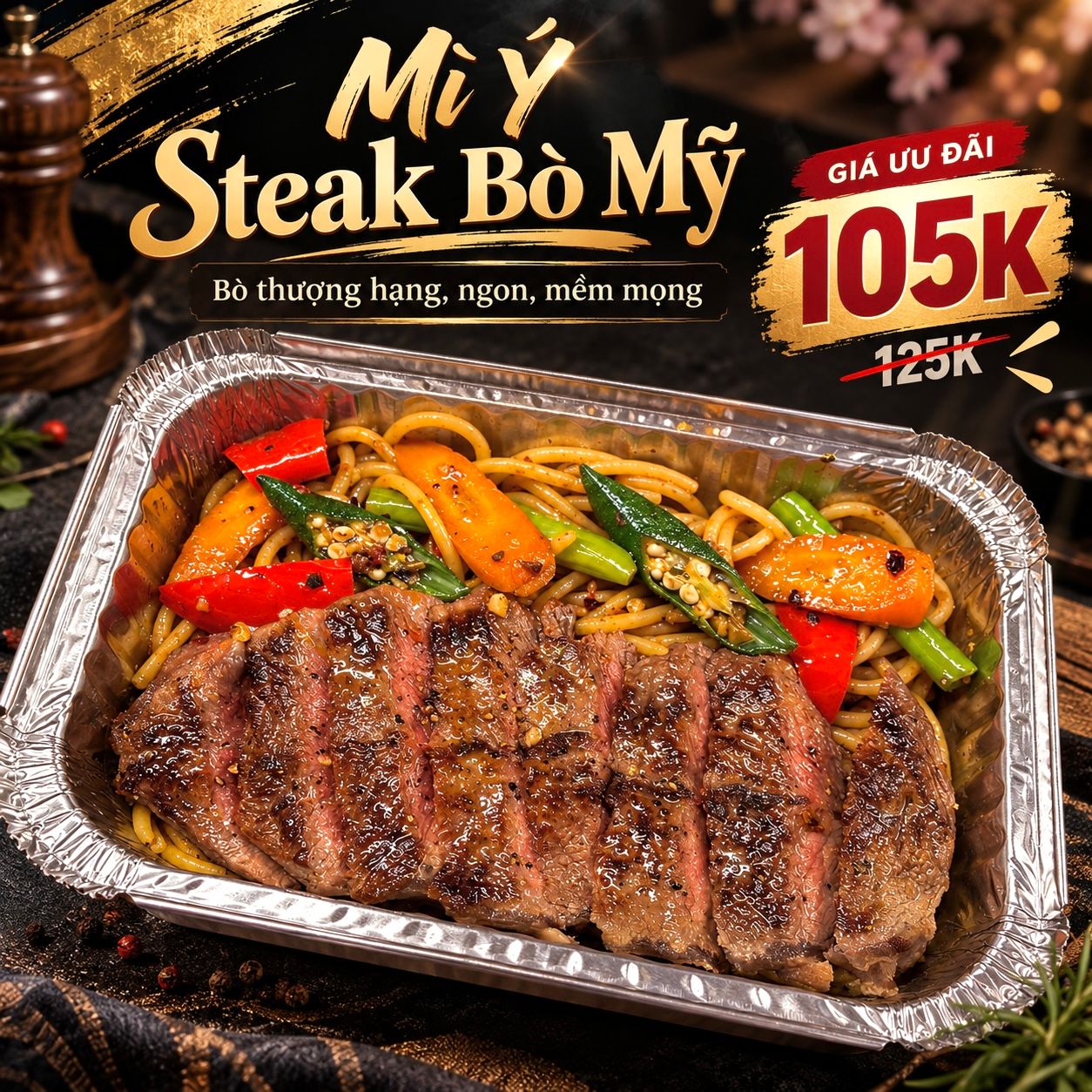Mì Ý Steak Bò Mỹ