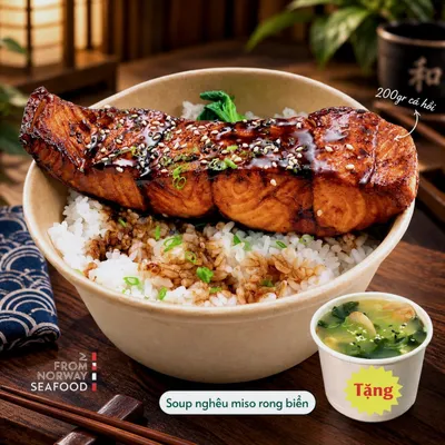 Cơm cá hồi nướng sốt Teriyaki cỡ ĐẠI