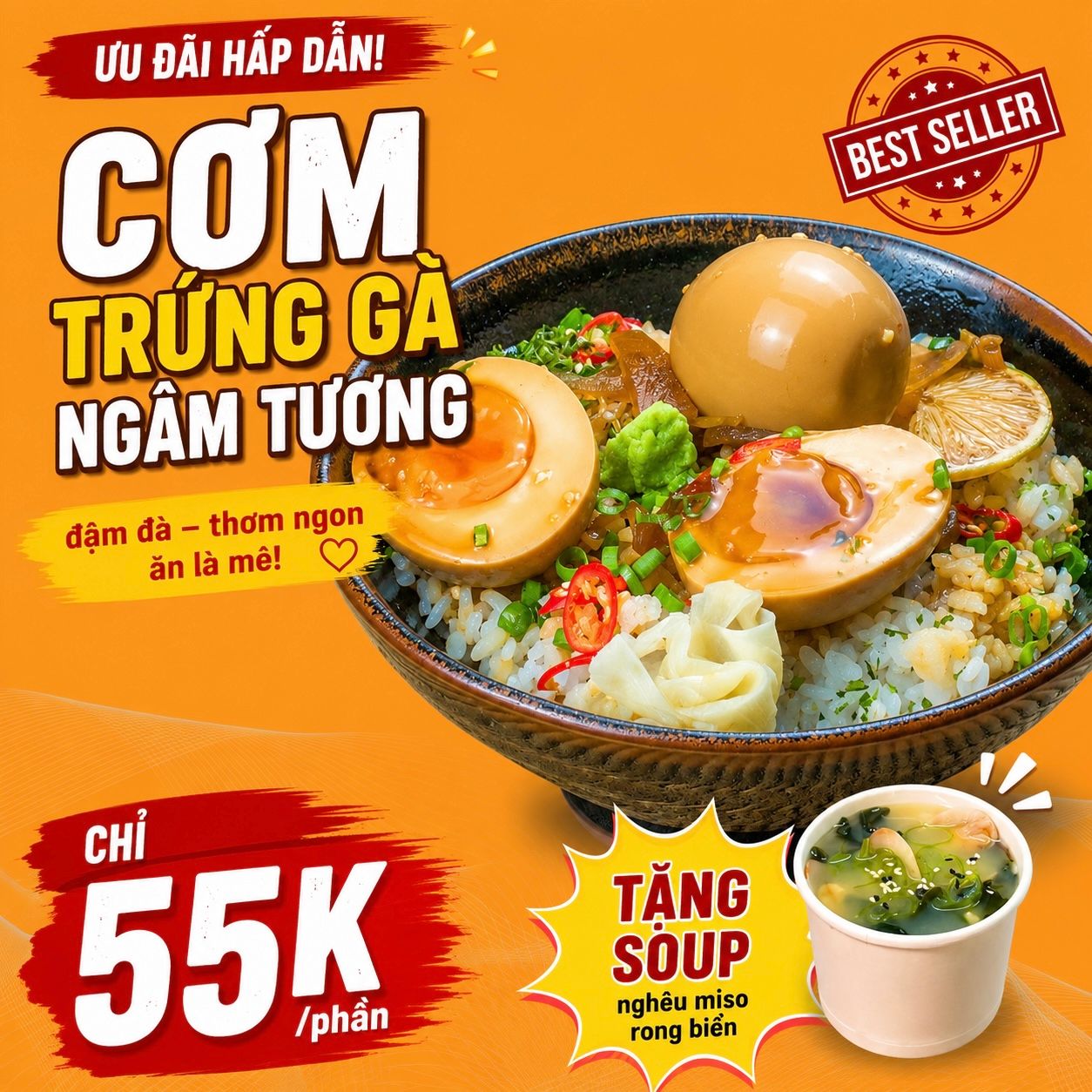 Cơm trứng gà ngâm tương